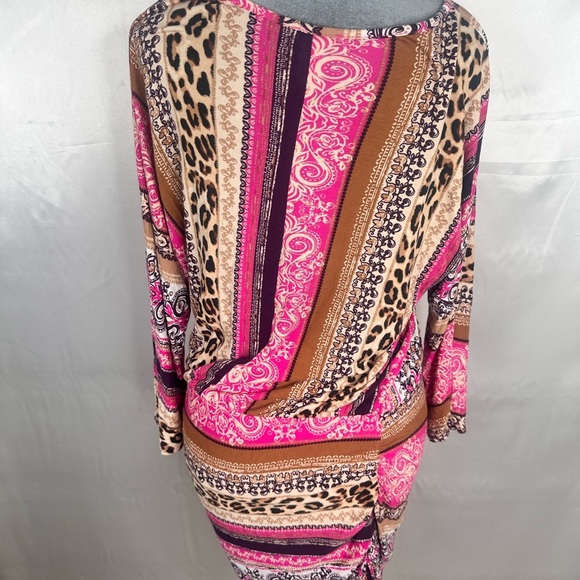 VENUS Pink and Brown Multi Patterned Bodycon Dress  size Large - Picture 7 of 16